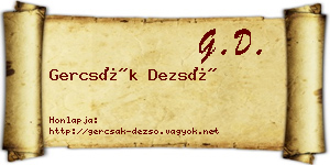 Gercsák Dezső névjegykártya